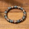 Temu Men's Black Hematite and Weathered Stone Beaded Bracelet