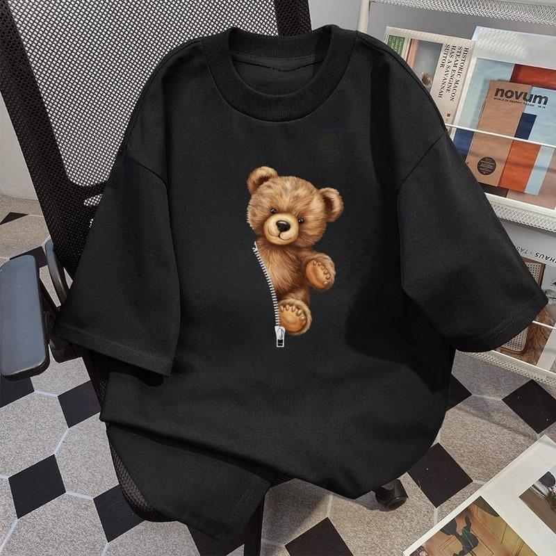 

Teddy Bear Printed T-Shirt - Round Neck Short Sleeve for Spring & Summer S разноцветный