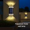 2/1 Pcs LED Solar Powered Wall Lamp Outdoor Solar Wall Light Waterproof Garden Courtyard Decor Upper Lower Glowing Fence Lights