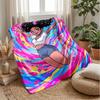 Colorful Dreams In Motion Blanket Personalized Name Flannel Blanket Soft Cozy Plush Throw for Sofa Bed Lightweight Home Decor