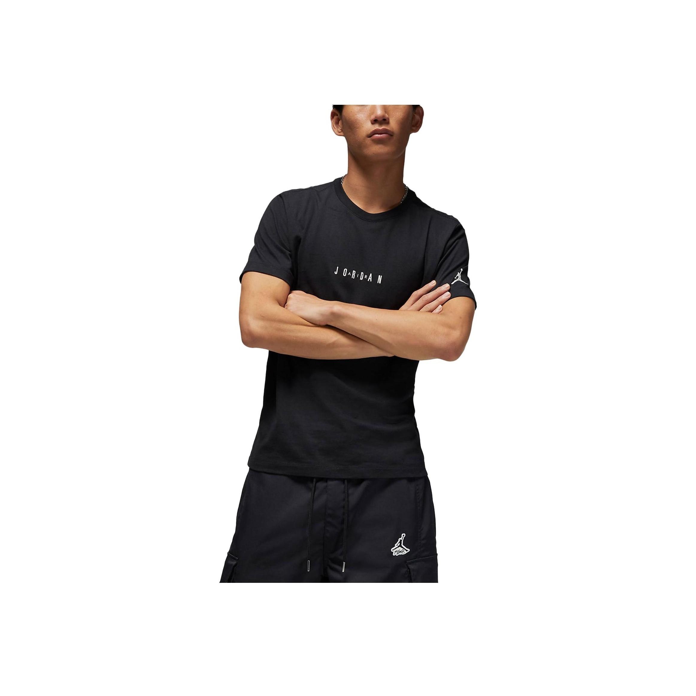 

Футболка Air Jordan Logo Print Vintage Embroidery Knit Crew Neck для мужчин, топы, черный DM3183-010 M