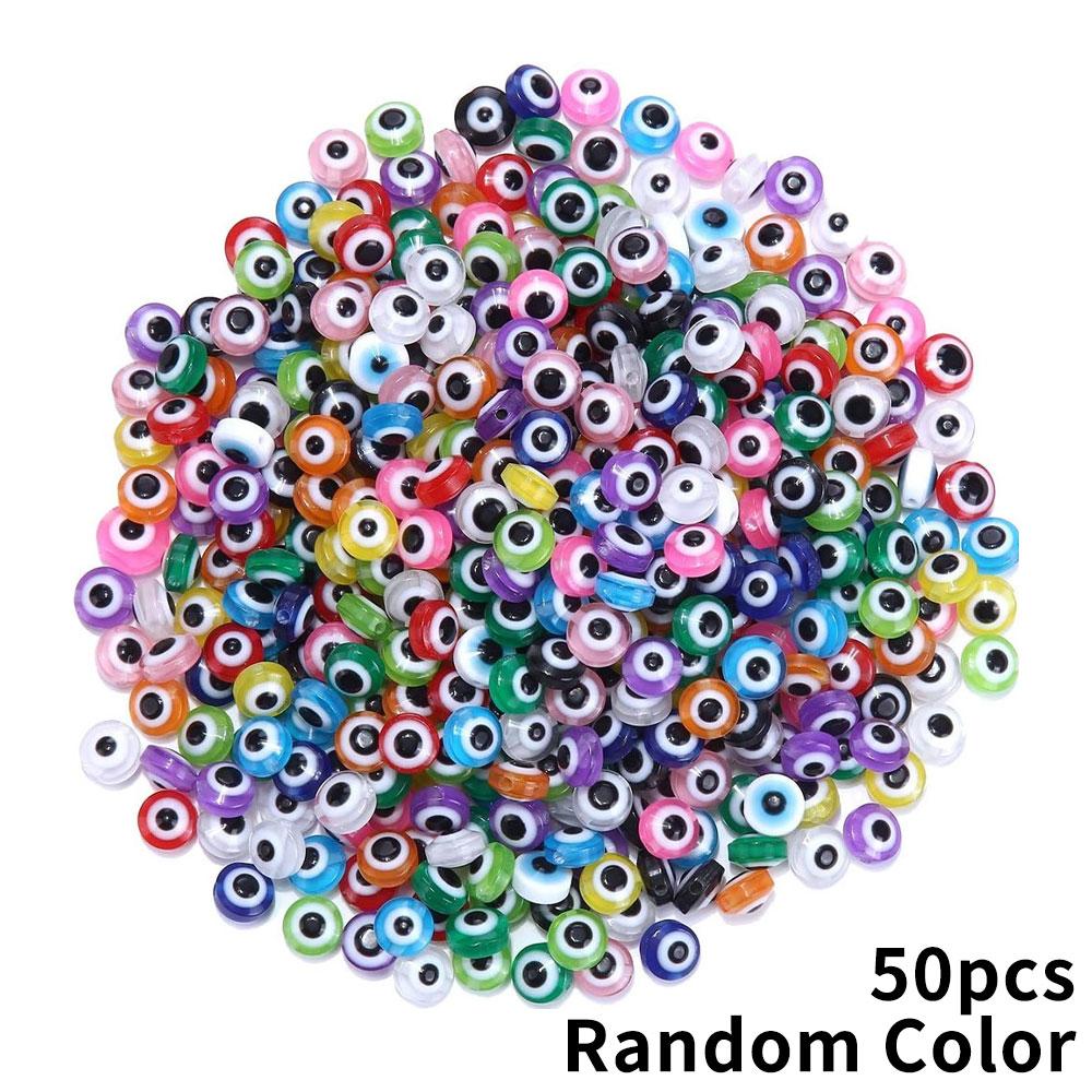 

30/50/100 шт. плоские круглые бусины от сглаза, бусины ручной работы из смолы, бусины-лэмпворк, 8 мм, подвески, разделительные бусины для браслетов, ожерелий, ювелирных изделий, рукоделия 50pcs