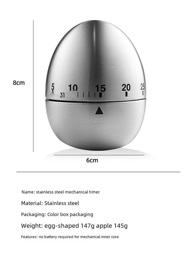 Egg-Shaped Kitchen Timer, 60-Minute Mechanical Timer for Cooking, Baking, and Study Sessions