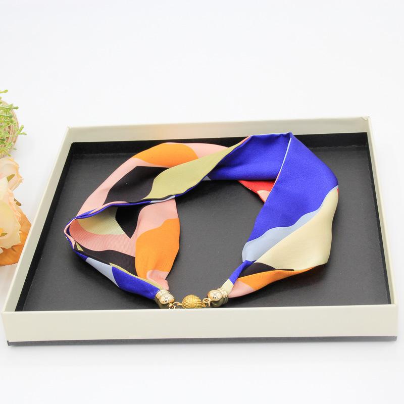 

Магнитная застежка шелковый шарф ожерелье летний женский шелковый шарф кулон простой защита шеи ключица модный тонкий шелковый шарф