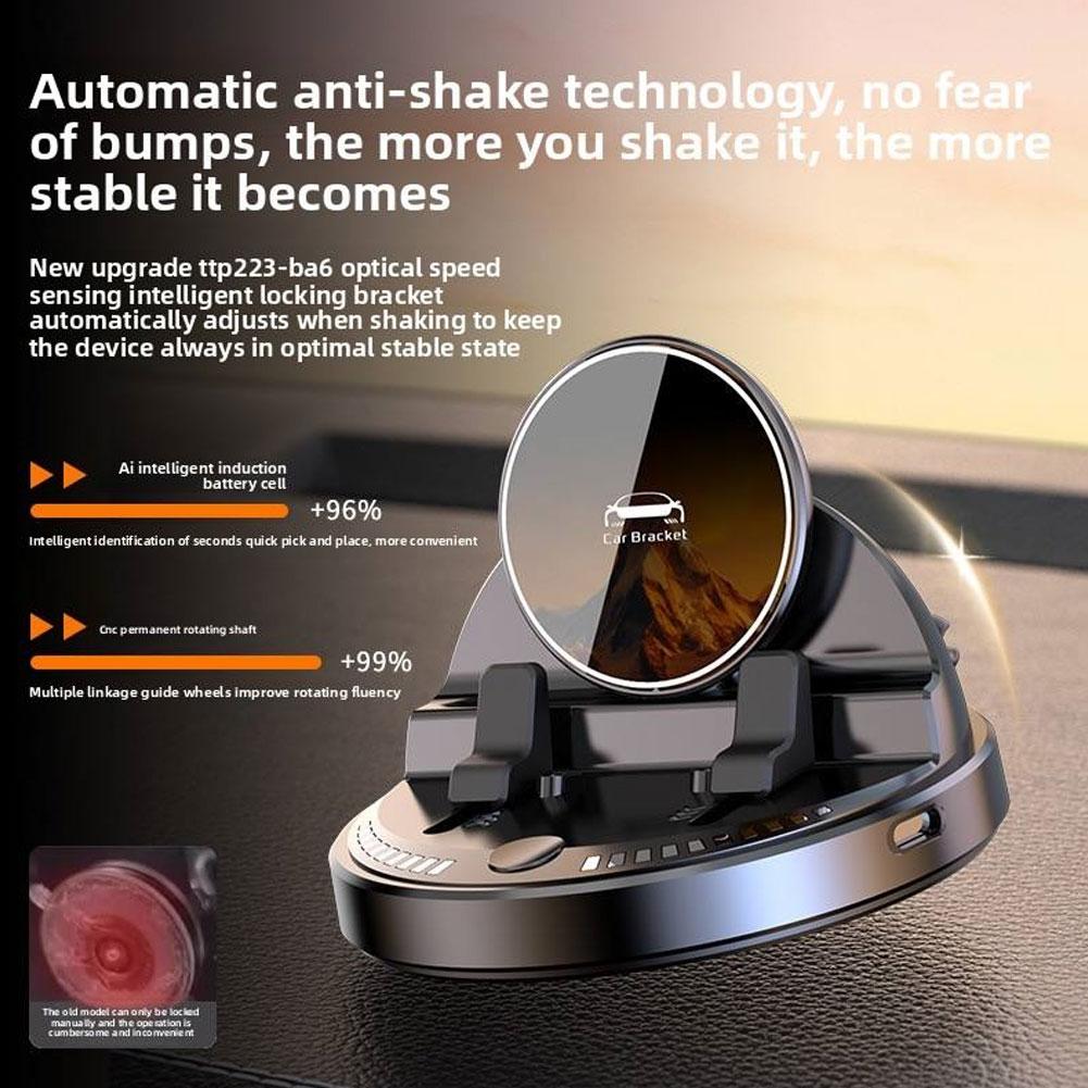 Wireless Charging Car Phone Holder Dashboard Mount With Strong Suction Cup 360° Rotatable For IPhone Samsung Smartphones
