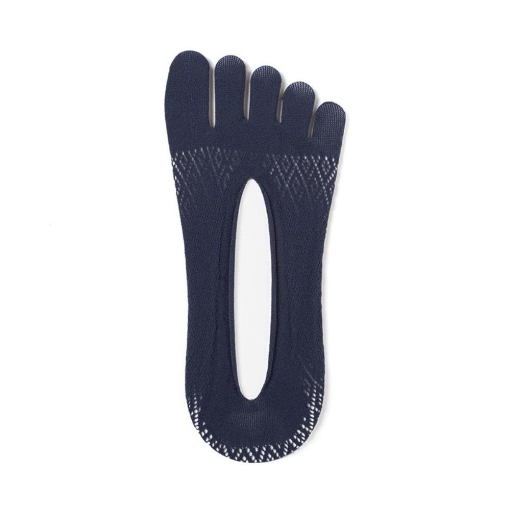 Non-Slip Five Toe Socks Mesh Grid No Show Socks Solid Silk Socks Five Finger Socks  Low Cut темно-синий