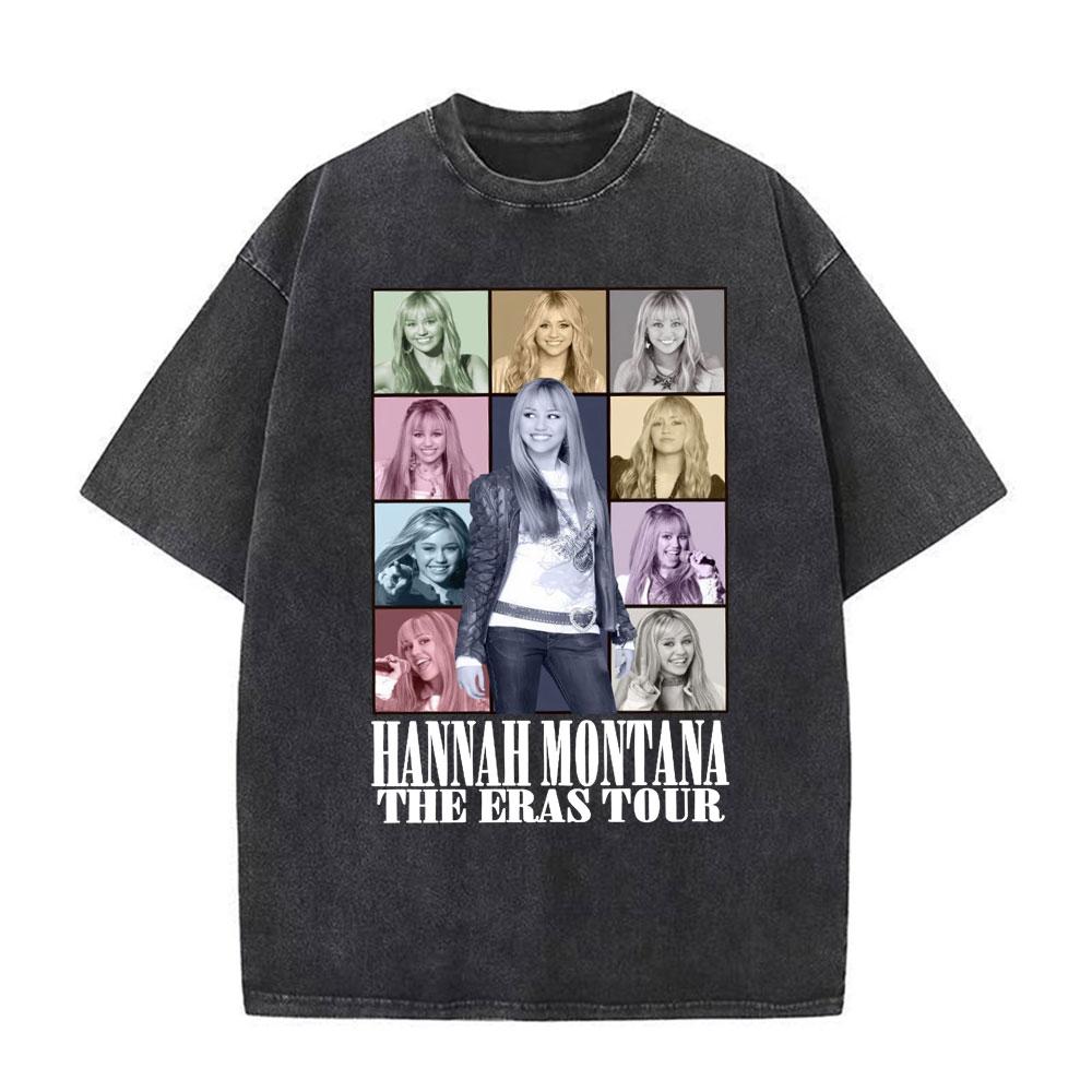 Vintage TV Character Pop Star Singer Hannah Montana T Shirts Unisex Women Fashion Aesthetic Washed Short Sleeve Tshirts Streetwear