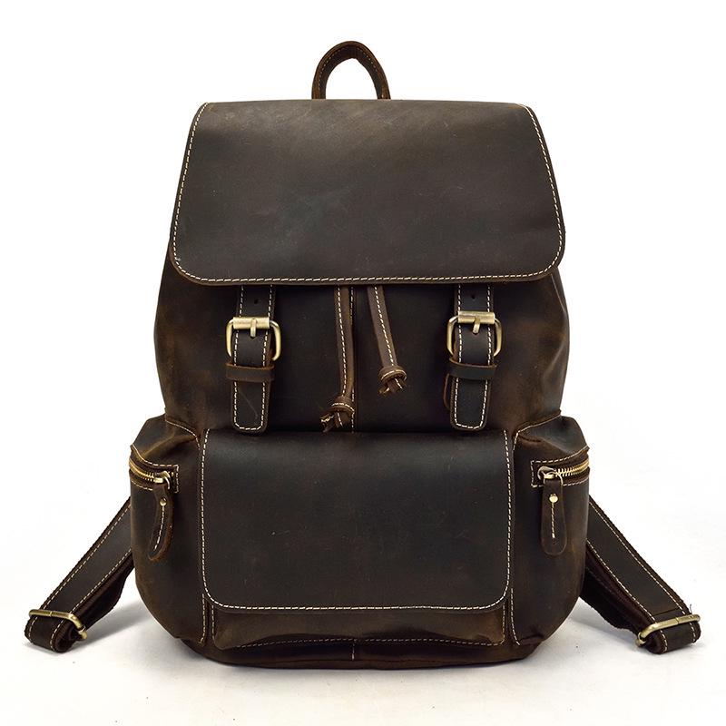 Vintage Crazy Horse Leder Rucksack für Damen und Herren - Echte Leder Reise- und Schultasche