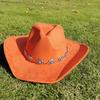2024 Western Wildleder 9,5 cm breite Krempe Cowboy Fedora Hut Herren und Damen Cowboyhut Mode Reise Partyhut Klassischer Sombrero Vaquero
