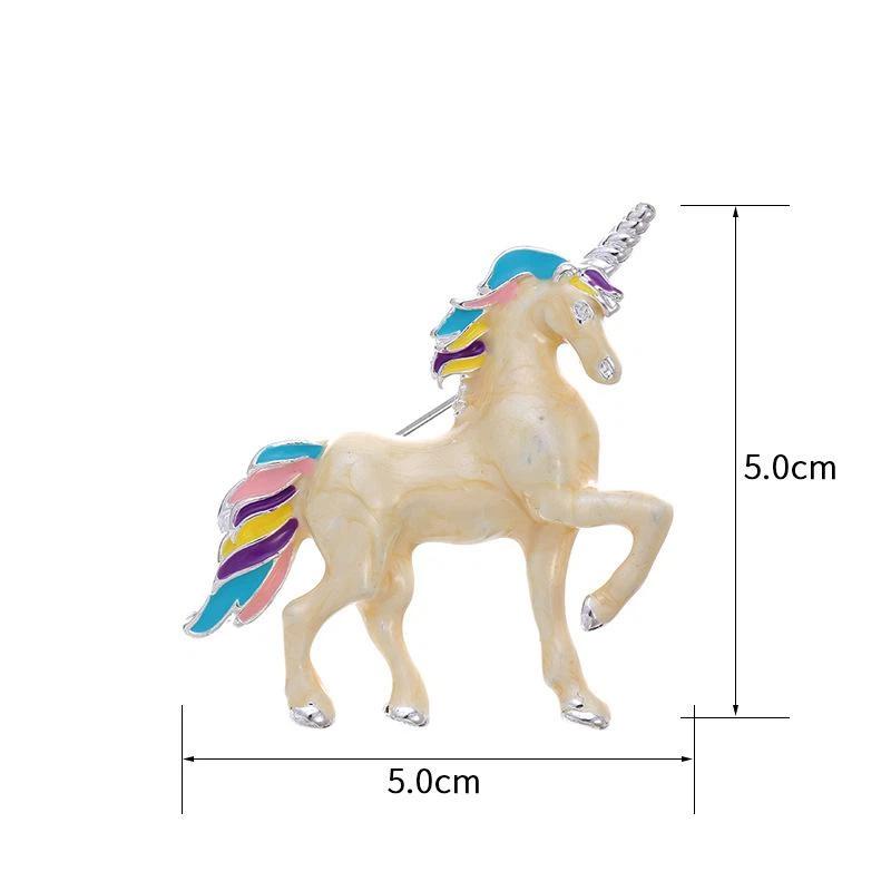 Cartoon Unicorn Enamel Horse Brooches For Women Zodiac Animal Lapel Pins Casual Party Accessories New Year Gifts Friends