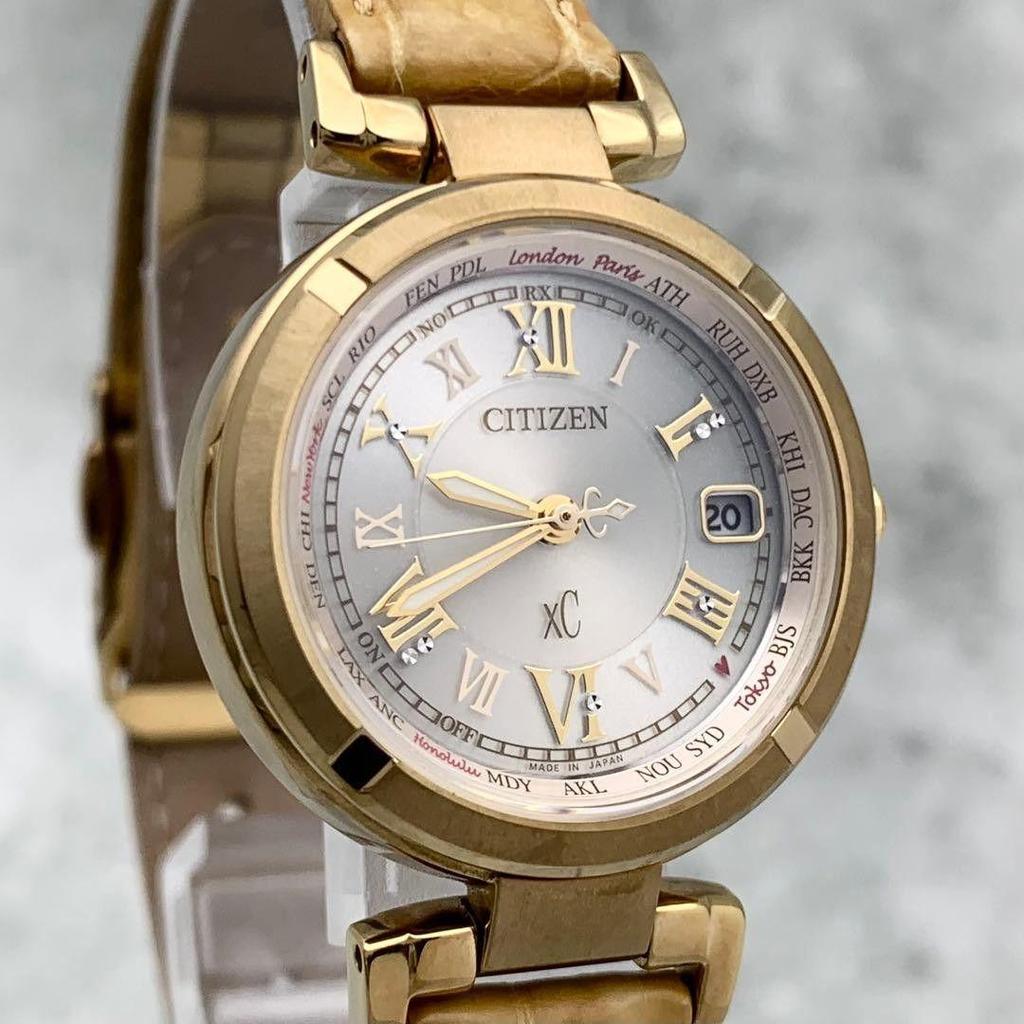 Used Operation CITIZEN xC Citizen Cross Sea Eco Drive Titanium EC1115-08A Gold Happy Flight Watch
