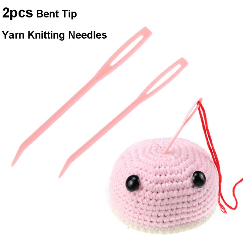 2PCS Tip Aluminum Crafts Bent Big Eye Needle Sewing Needlework Yarn Knitting