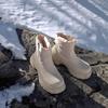 Krazing Pot  Cow Leather Wool Blend Winter Round Toe Platform Snow Boots Zipper Women Casual Keep Warm Ankle Boots