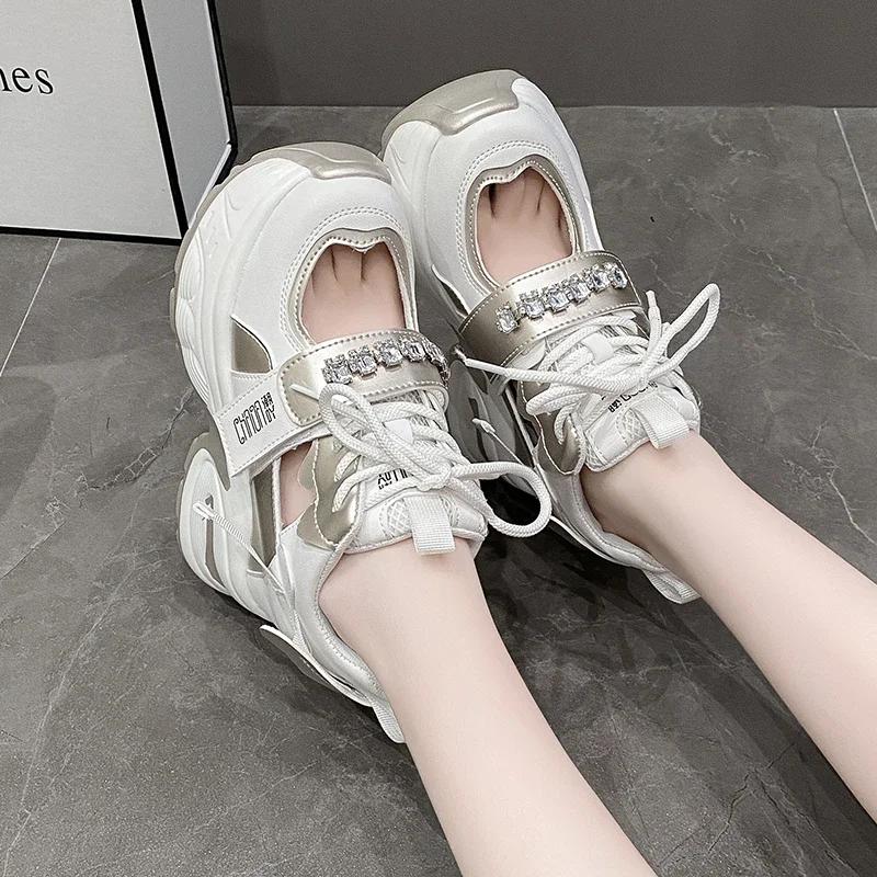 11CM High Womens Wedge Platform Sneaker Light Breathable Hollow Gladiator Sneakers for Women Designer Leather Thick Heel Sandals