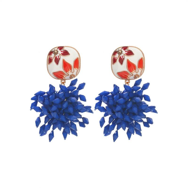 Boho Floral Drop Earrings Handmade Multi-Layer Pendant With Enamel Finish Women Fashion Statement Jewelry
