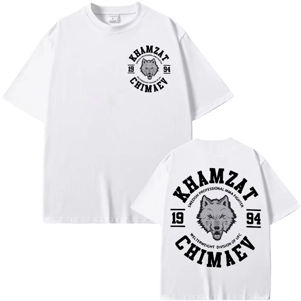 2026 Khamzat Chimaev Fighter Print Graphic Tee Shirt Casual pure Cotton Short Sleeve Tshirt Men Fashion Vintage T Shirt