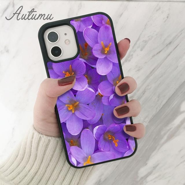 Purple Flower Phone Case for iPhone 11 12 13 14 Pro Max Mini X XR XS SE 2020 5 6S 7 8 Plus Samsung Galaxy S21 S22 Cover Shell