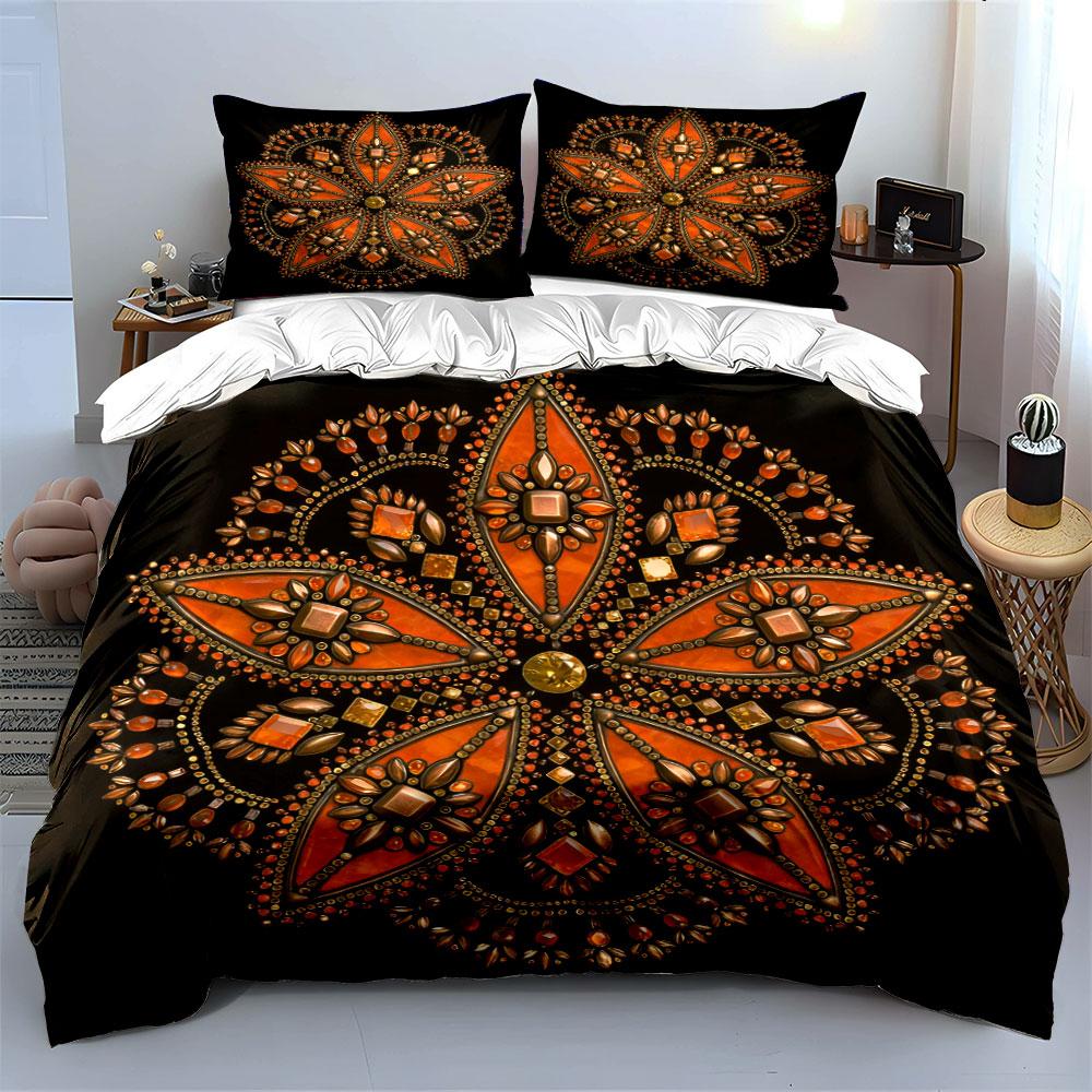 Luxury Decorative Mandala Set Soft Comfortable Duvet Cover Bedding Set Included 1*Duvet Cover & 2*Pillowcases, Gift
