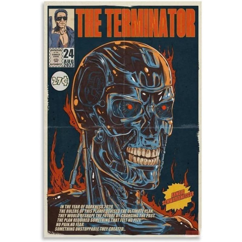 Kovový plechový plakát Terminator 2 Film Kovová deska Plakát Dekorace pro Bar Klub Nástěnná dekorace Retro Domov Ložnice Vintage nástěnná deska