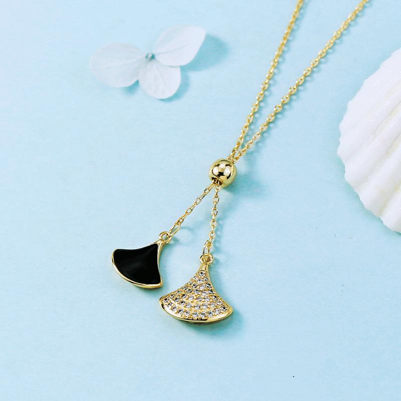 

Ожерелье-подвеска в форме веера из ракушки с дизайном юбки из страз - Цепочка на ключицу, подарок для женщин и девушек