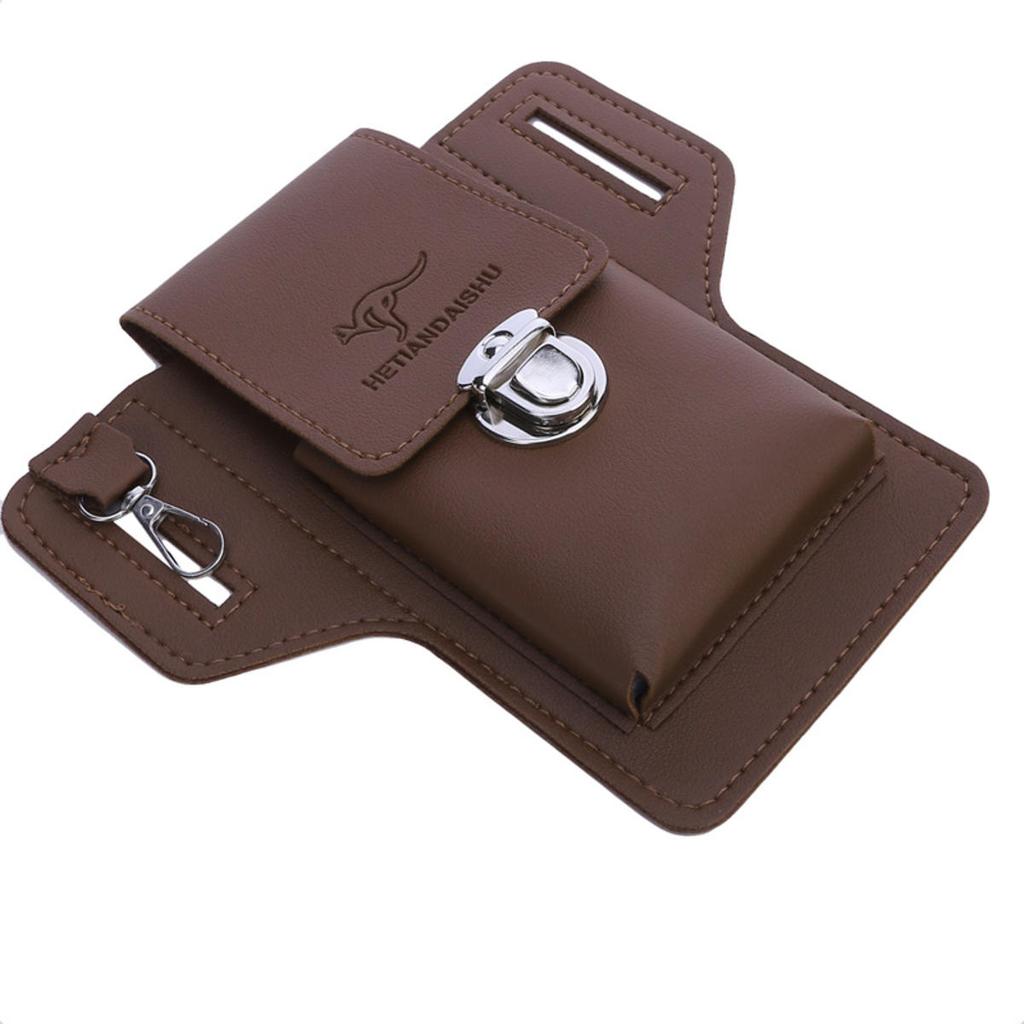 Phone Belt Bag For Men Cellphone Pouch Portable Wallet Waistpack Multifunctional PU Leather Fanny Pack Vertical Case Gift