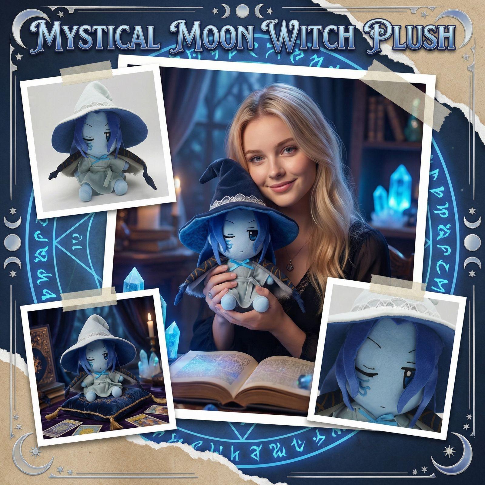 

Dark Blue-haired Witch Plush Doll, Soft Cartoon Game Character Doll One Size