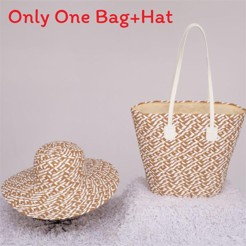 Straw Hat And Bag Set With Sun Protection For Outdoor Travel Casual Summer Adults