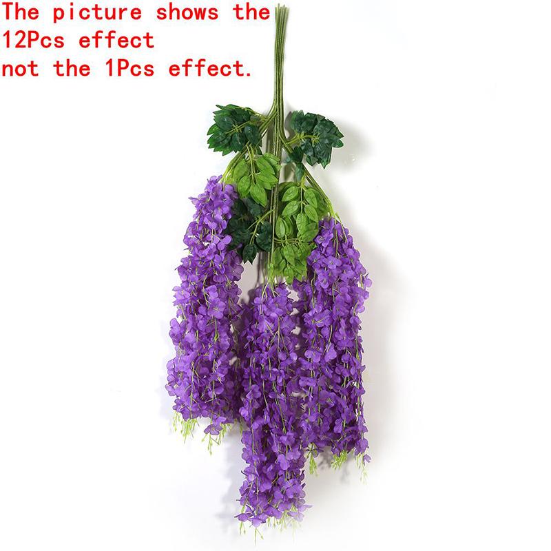1/3/5/12Pcs Artificial Flowers Silk Wisteria Vine Fake Silk Hanging Flower for Wedding Party Garden Outdoor Home Wall Decoration