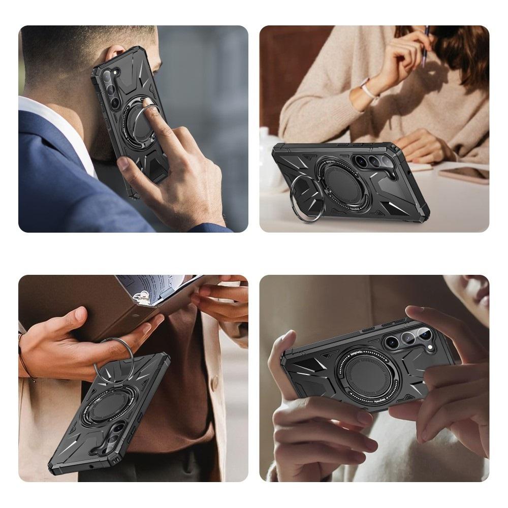 Case for Samsung Galaxy S24, Armored with a Stand and a Plate for the Holder, Black