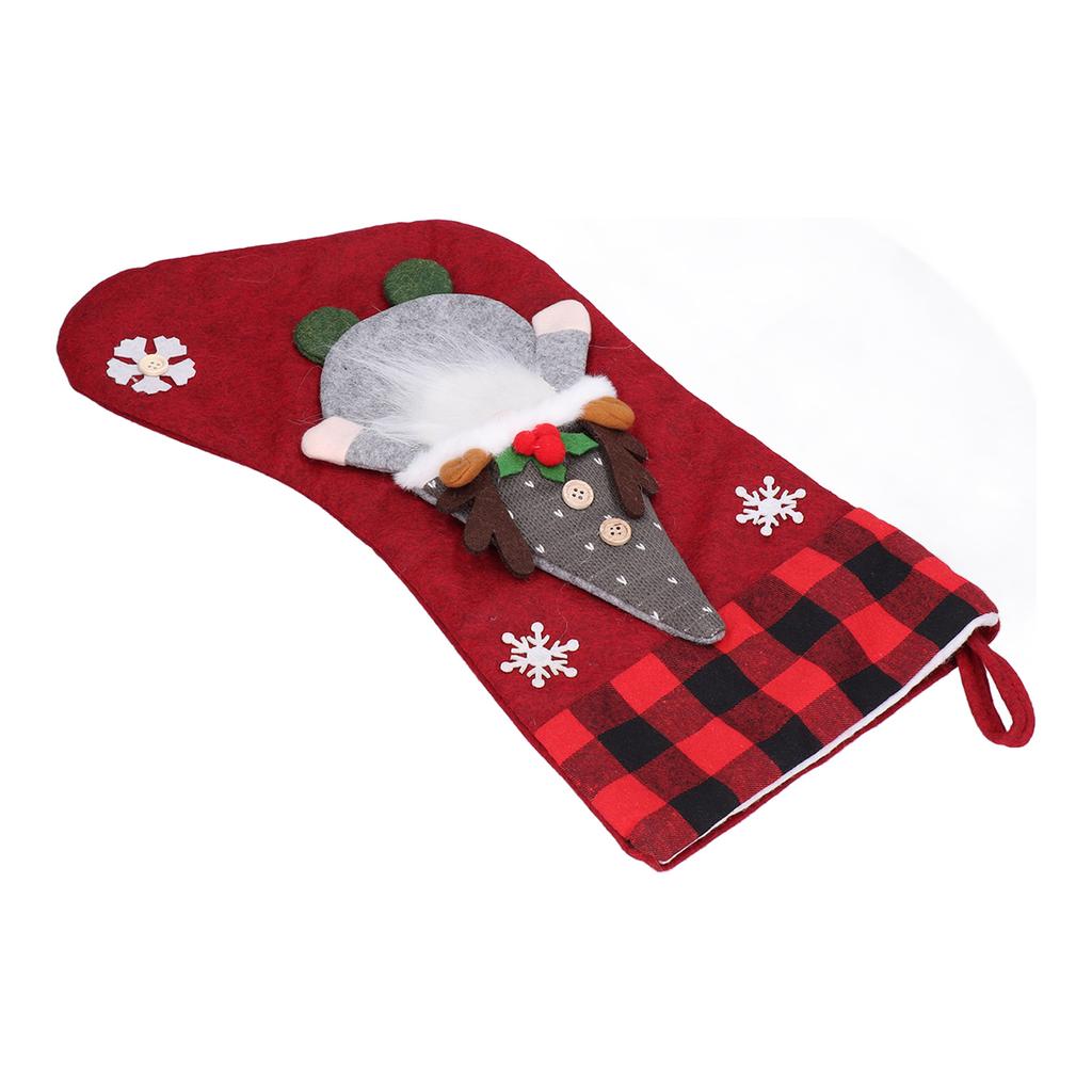 Christmas Stocking with Faceless Doll Decor Home Shop Party Xmas Tree Gift Bag Ornament PendantRed