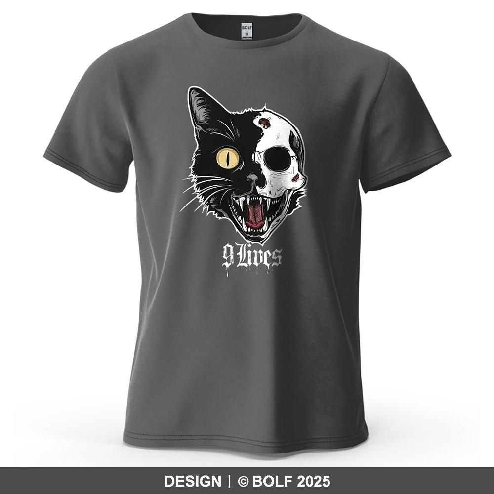 Cat Skull Edgy Printed Men's T-Shirt Oversized Unique Graphic Tees for Women Tops Tees Streetwear