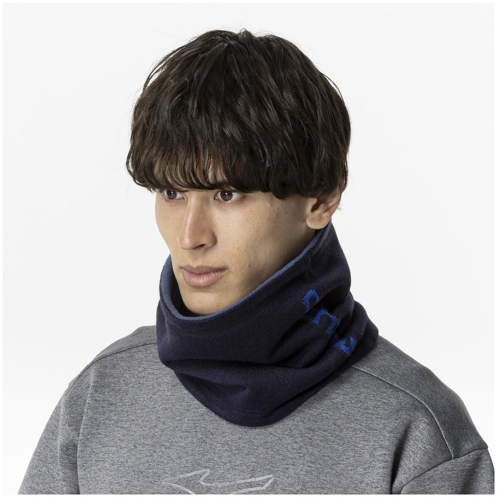 Mizuno Training Wear Reversible Neck Cold Weather Pageant Blue x Classic Free Size Warmer, Fleece, 32JYB708, Blue,