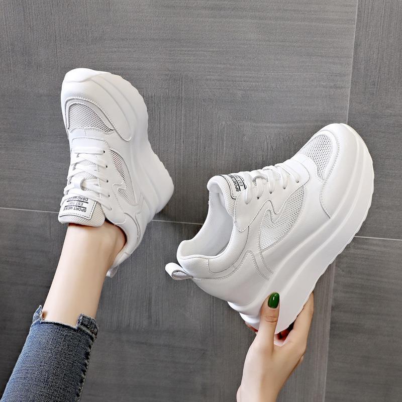 Autumn New Thick Sole Single Shoe with Increased Height Inside Casual White Shoes for Women Platform Sneakers Zapatillas De Muje