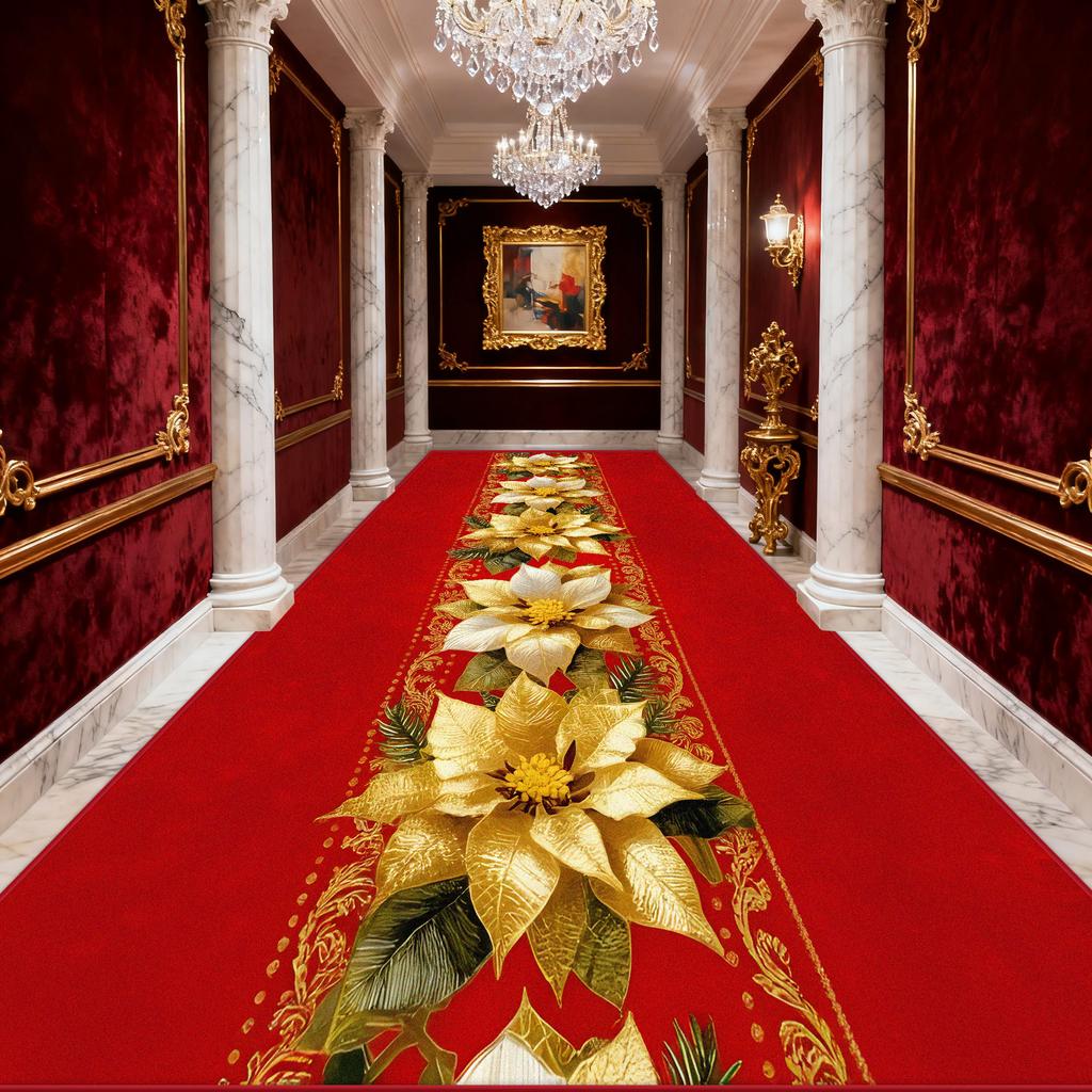 Hallway Carpet Golden Flower Red Hall Carpet Path To Floor in The Corridor Runner Rug Doorway Kitchen Aisle Mat Size