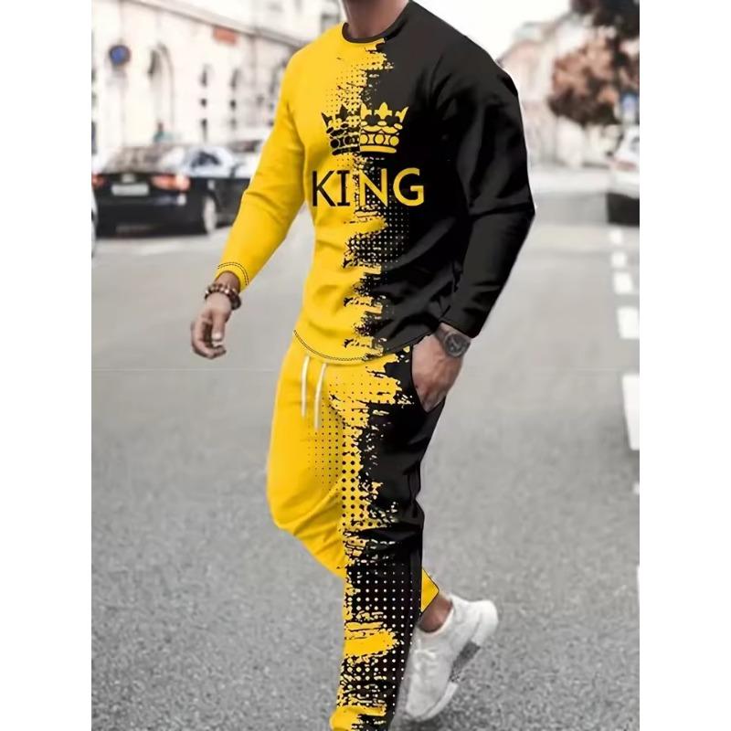 Men's Gradient Color Casual Sportswear Matching Tracksuit, Outfit Suitable Casual Wear - Comfortable Tracksuit for Events