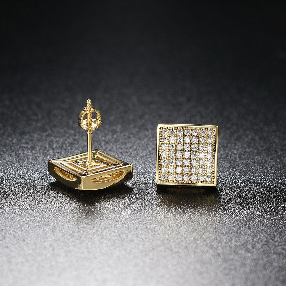 Stud Earrings with Zircon for Men Gold Color Punk Hip Hop Piercing Cartilage Earring Retro Trend  Fashion Women's Jewelry OHE047