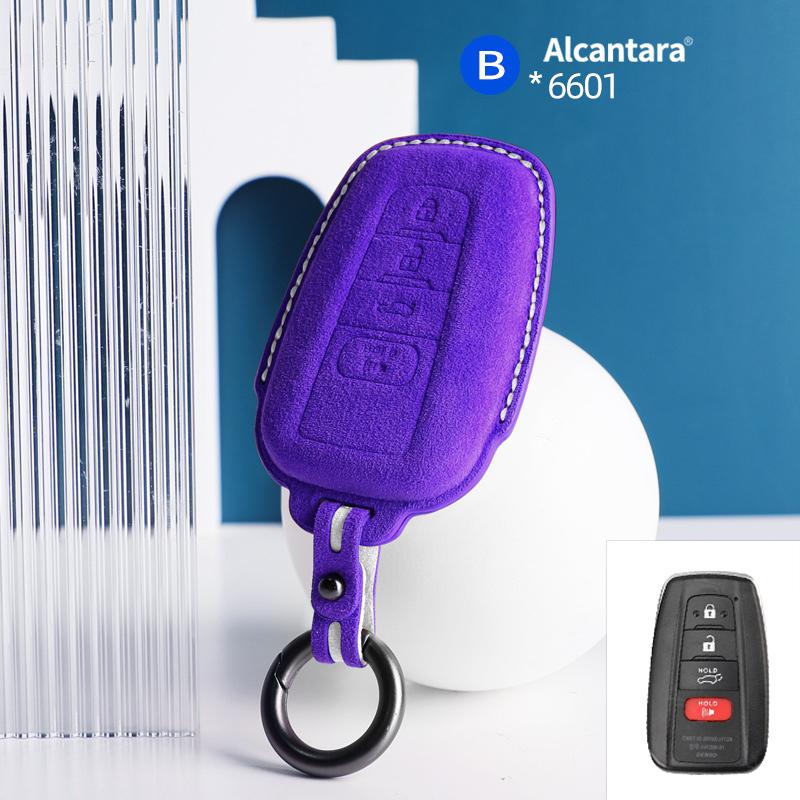 Alcantara For Toyota Rav 4 Xa50 Camry Corolla Suede Car Key Case Shell Remote Cover Keychain Protector Auto Accessories