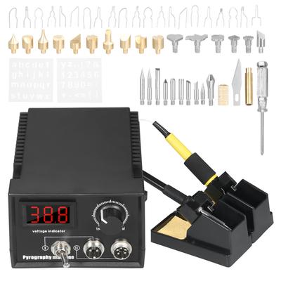 60W 220V 55-częściowy Woodburner Pirografia Wood Leather Burning Tool Kit regulowana temperatura 32 Fahrenheit do
