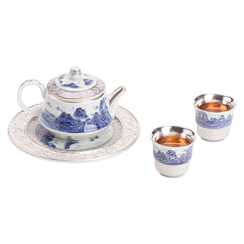SUSHI CERAMICS Gilded A Thousand Li Ceramic Tea Set by Master Zheng Wenqiang