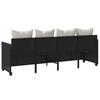 Sun Lounger with Cushions Black Poly Rattan