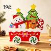 Christmas Party Supplies Wooden Cart Tabletop Decorations, Xmas Figurine Ornament with Snowman Winter Theme Decorations Elk Penguin, Festive