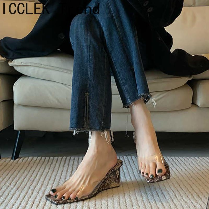 Gladiator Summer Serpentine Women Slippers Concise PVC Transparent Slides Shoes Ladies Outdoor Street Style Dress Sandalias
