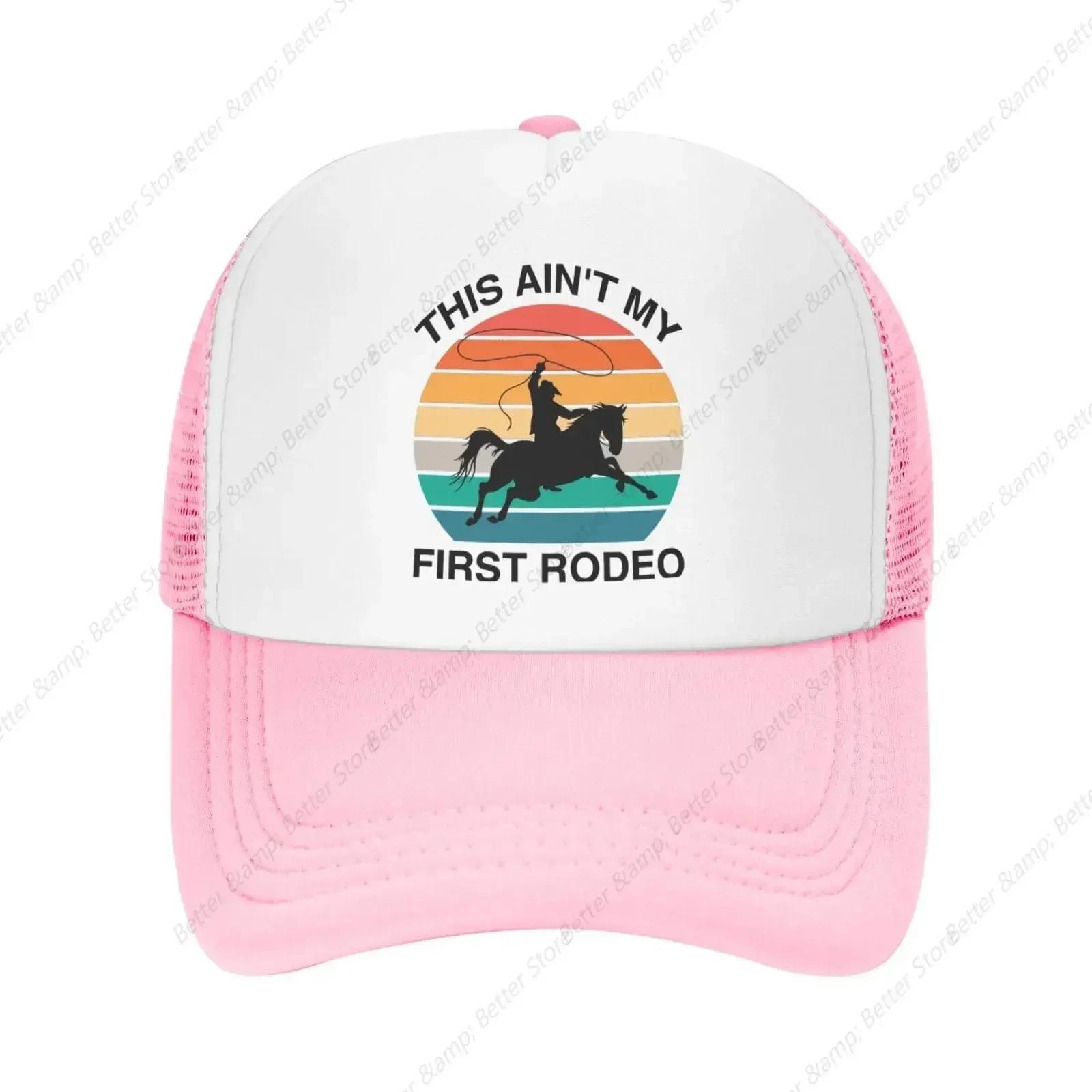 Cute Trucker Caps WoUnisexs Trucker Cap This Aint My First Rodeo Fashionable Hats Black Adjustable