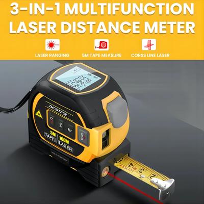 1 x 60m Fita métrica a laser 3 em 1 Fita métrica digital de alta precisão Telêmetro a laser Fita métrica de aço