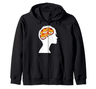 Shiba Inu Coin In Brain Funny Digital Currency HODL Lover Zip Hoodie