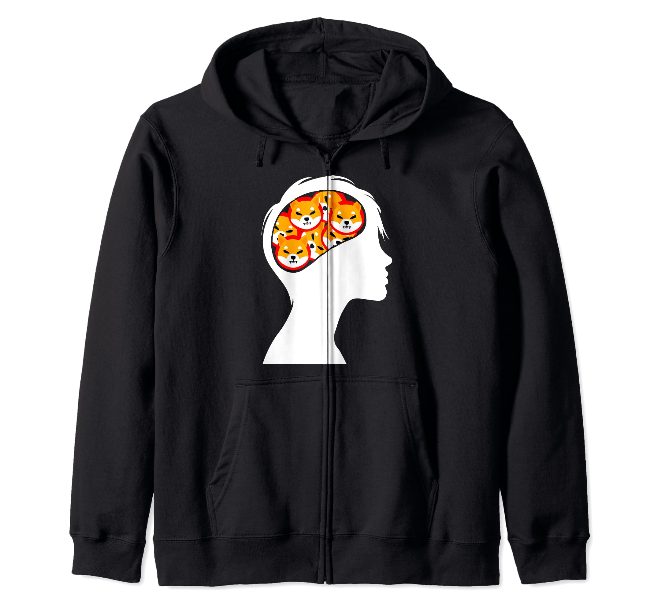 

Shiba Inu Coin in Brain Funny Digital Currency HODL Lover Zip Hoodie чёрный