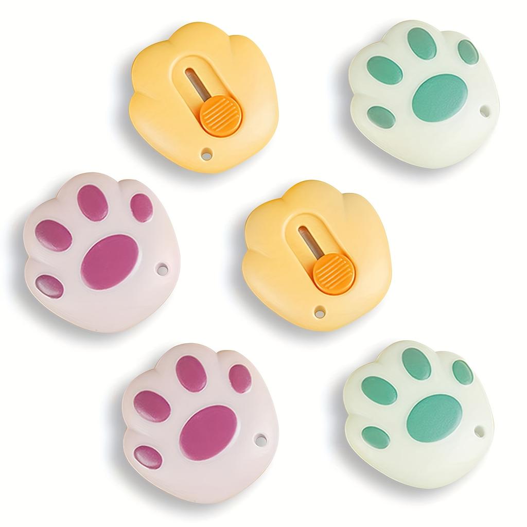 3/5pcs, Avocado Green Portable Cutting Tool, Cute Cat Paw Shaped Cutter, Suitable for Office, Office Supplies, Fun Design, Sturdy Construction
