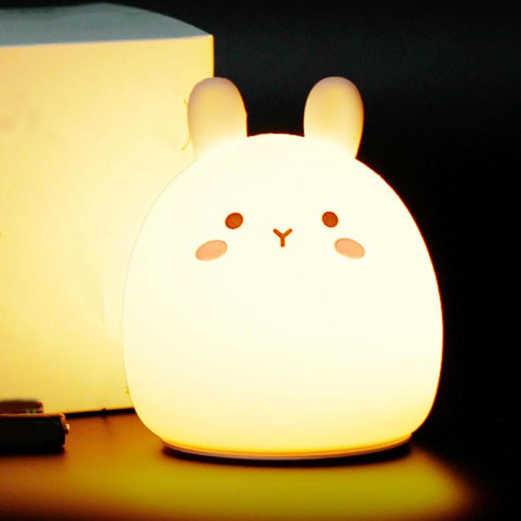 Soft rabbit lamp with remote control Silicone for children multicolor USB