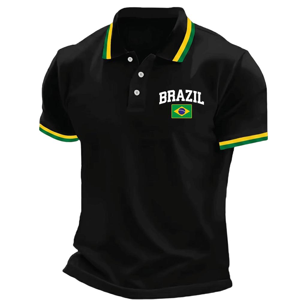 Men's Polo Shirt Button Collar Short Sleeve Casual Fit Lightweight Breathable Fabric Classic Design