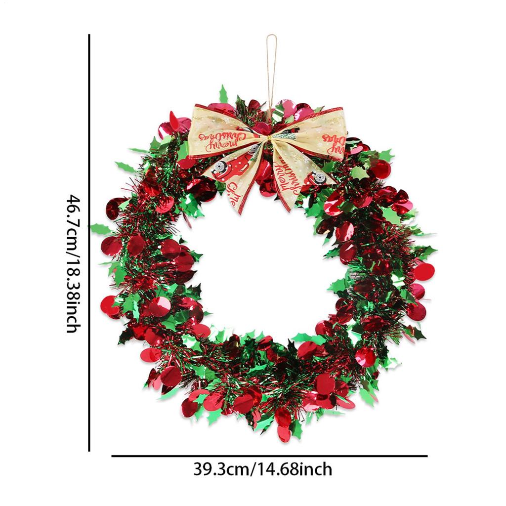 Outdoor Christmas Wreath Bow Ornament Red And Green Strips Christmas Decorations Wreath For Winter Festival New Year